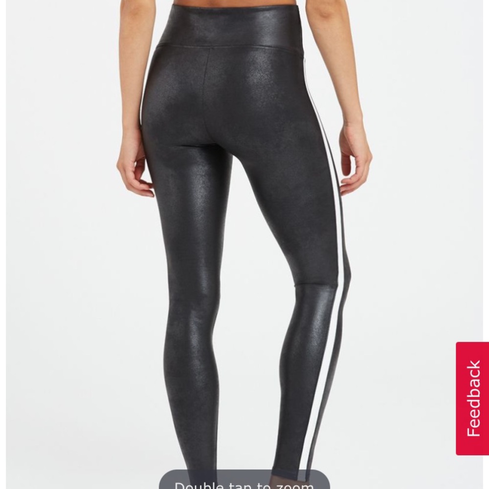 SPANX Faux Leather Side Stripe Leggings - Picture 3 of 15